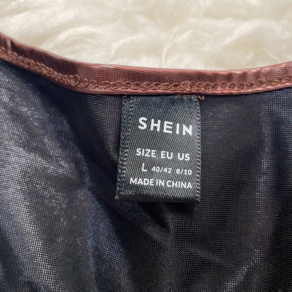 BRONZE PLUNGING NECKLINE GIGOT SLEEVE BODYSUIT - Picture 9 of 13